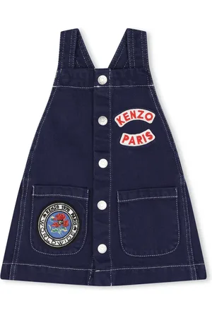 Kenzo Logo-appliqu??d cotton dungaree dress