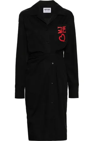 Moschino Logo-embroidered poplin midi dress