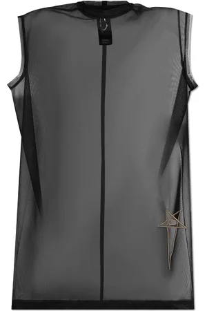 Rick Owens Logo-embroidered mesh top