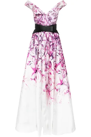 Saiid Kobeisy Floral-print off-shoulder gown