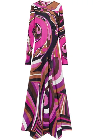 Puccini Orchidee and Iride-print maxi dress