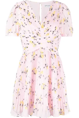 Self-Portrait Floral-print pleated minidress