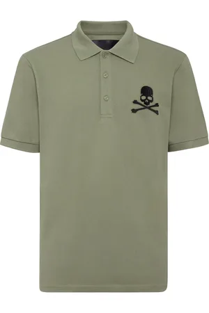Philipp Plein Skull & Bones embroidered cotton polo shirt