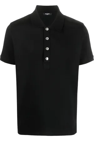Balmain Monogram-pattern piqu?? polo shirt