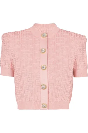 Balmain PB-intarsia short-sleeve cardigan