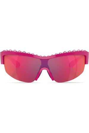 Swarovski Pav?? crystal-embellished mask-frame sunglasses