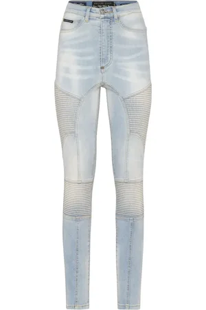 Philipp Plein Ribbed-detailing skiny-cut jeans