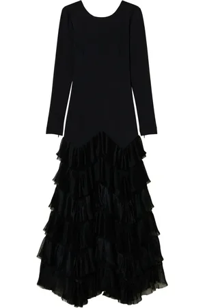 Twin-Set Pleated tulle flounces maxi dress