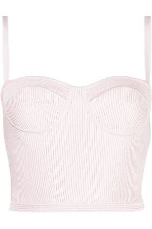 Alexander McQueen Rib-knitted bustier crop top
