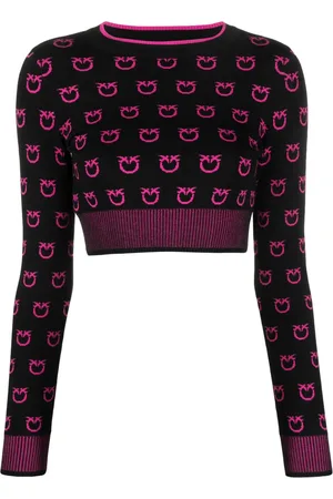 Pinko Intarsia-knit cropped jumper