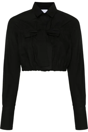 Patou Bow cropped cotton blouse