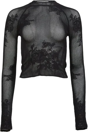 FLEUR DU MAL Pointelle-knit lace T-shirt