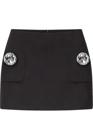 AREA Crystal-embellished wool mini skirt