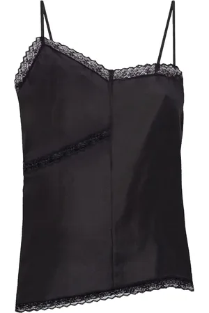 Maison Margiela Lace-detail silk top