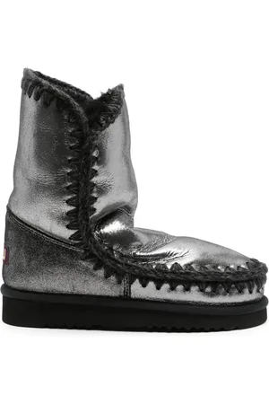 Mou Eskimo 18 crochet-trim metallic-leather boots
