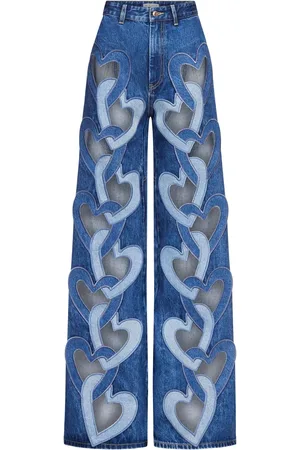 AREA Heart cut-out wide-leg jeans