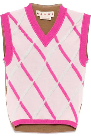 Marni Diamond pattern sleeveless knitted top