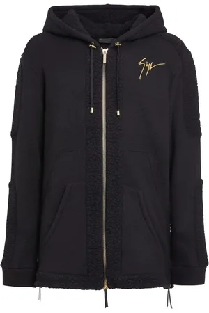 Giuseppe Zanotti Zip-front shearling-trim hoodie
