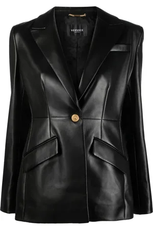 VERSACE Single-breasted leather blazer