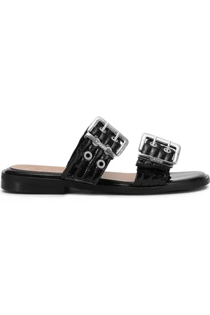 Ganni Buckle flat leather sandals