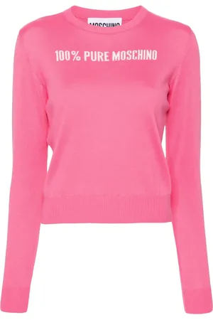 Moschino Slogan intarsia-knit jumper