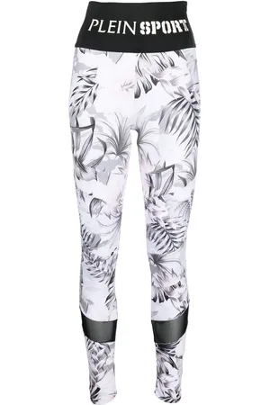 Philipp Plein Logo-waistband floral-print leggings