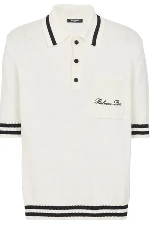 Balmain Logo-embroidered cotton polo shirt