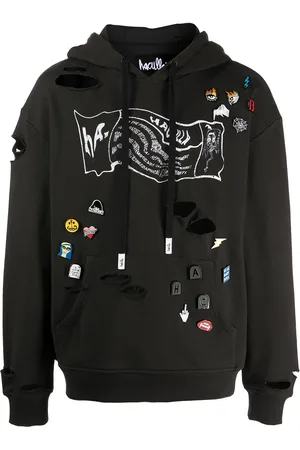 HACULLA Distressed pin-detailed hoodie