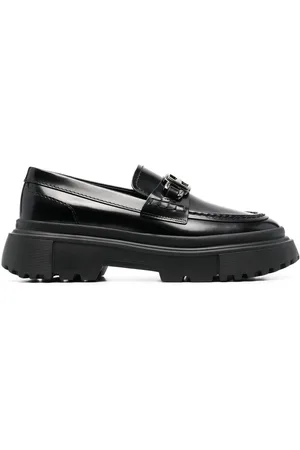 Hogan Logo buckle platform loafers