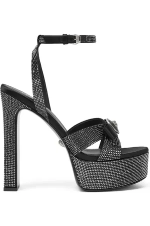 VERSACE 140mm Gianni Ribbon crystal sandals