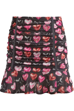 FLEUR DU MAL Heart-print mini skirt