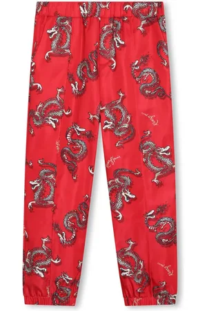 Kenzo Dragon-print straight-leg trousers
