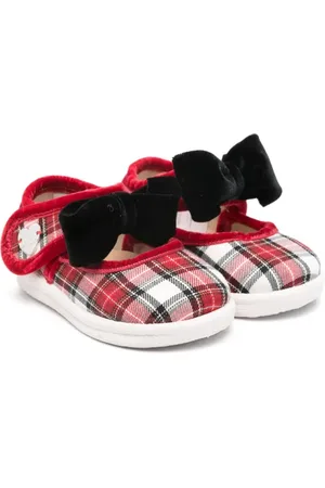 MONNALISA Bow-detail checked ballerinas