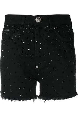 Philipp Plein Logo-patch crystal-embellished shorts