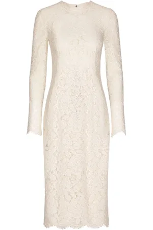 Dolce & Gabbana Floral-lace long-sleeve midi dress