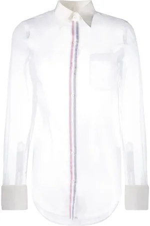 Thom Browne RWB-placket transparent silk shirt