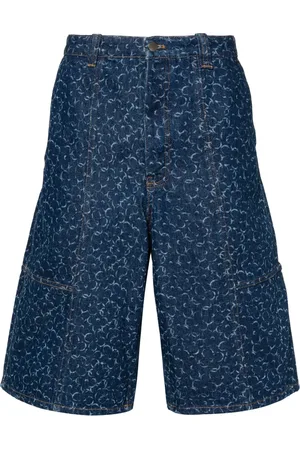 Maison Kitsuné Abstract Daisy-print denim shorts