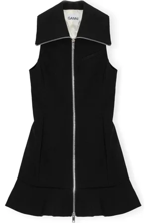 Ganni Zip-up crepe mini dress