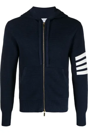 Thom Browne 4-Bar stripe waffle-knit hoodie