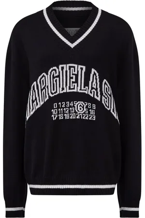 Maison Margiela Logo-knit v-neck jumper