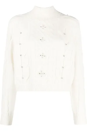 Twin-Set Crystal-embellished cable-knit jumper