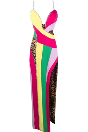 Philipp Plein Rainbow-patchwork long dress