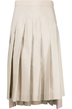 Thom Browne RWB-tab pleated midi skirt