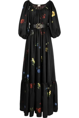 Elie saab Floral-print satin maxi dress