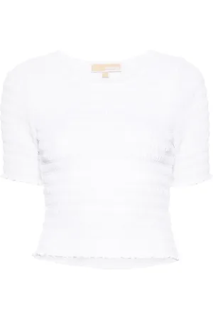 Michael Kors Ruffled-trim smocked T-shirt