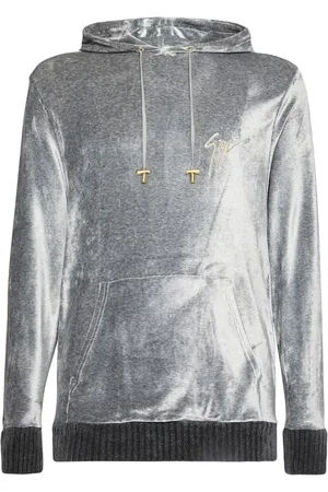 Giuseppe Zanotti Embroidered-logo velvet hoodie