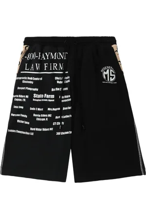 Marine Serre Text-print cotton track shorts
