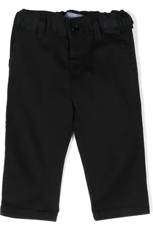 Emporio Armani Mid-rise logo-plaque straight-leg chino trousers