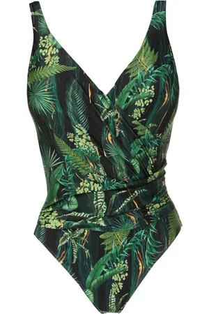 Lygia & Nanny Maisa draped leaf-print swimsuit