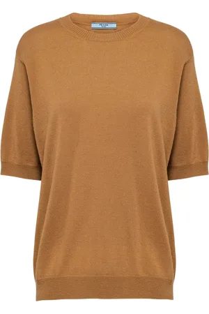Prada Triangle-logo cashmere knitted top